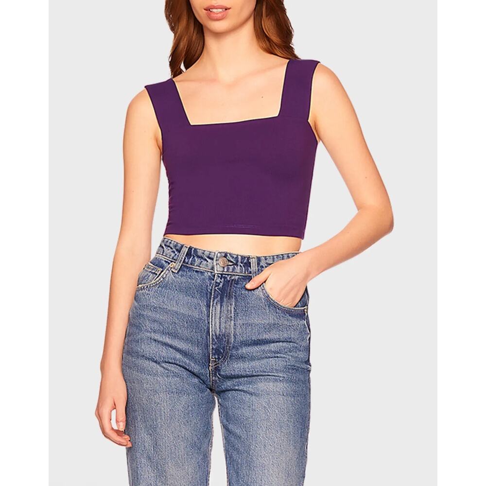 NWT Susana Monaco Sz XS Supernova Purple Sleeveless Square Neck Cropped Tank Top